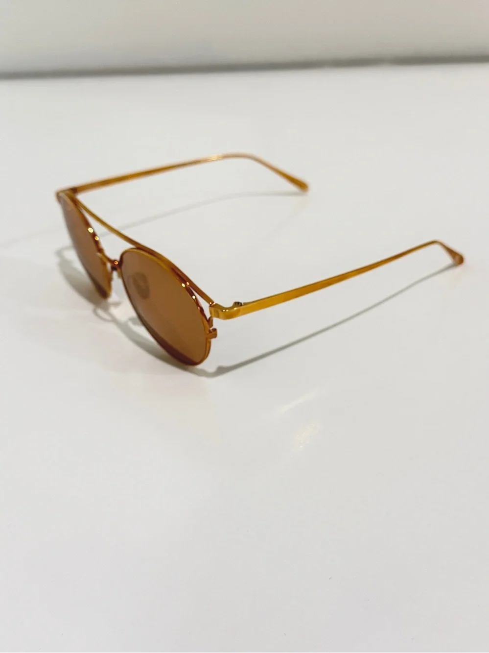 Linda Farrow LFL825 C3 Rayan Oval Aviator Rose Gold Titanium Sunglasses NWT